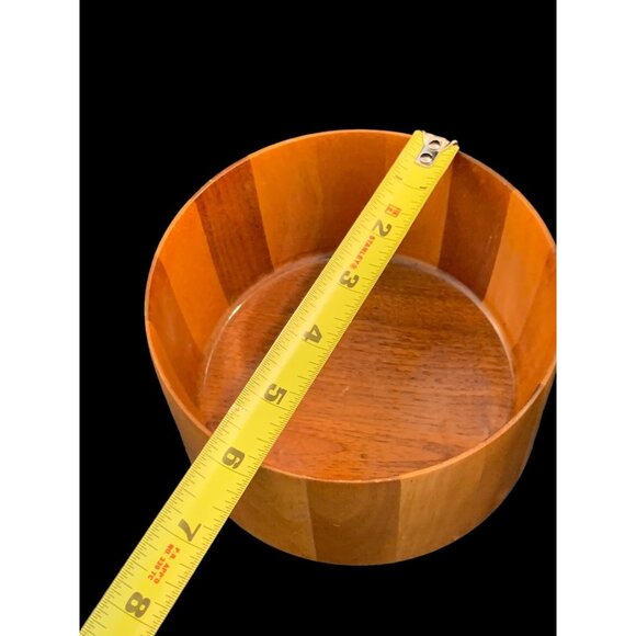 Vtg Dee Nielsen Signed Staved TEAK Wood Bowl OOAK Danish Modern Thin Wall 3x6 - Picture 12 of 15